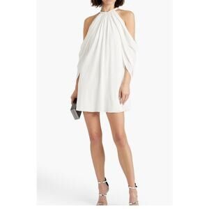 HALSTON Heritage Elsie Mini Dress Stretch Jersey in Chalk White Size 6